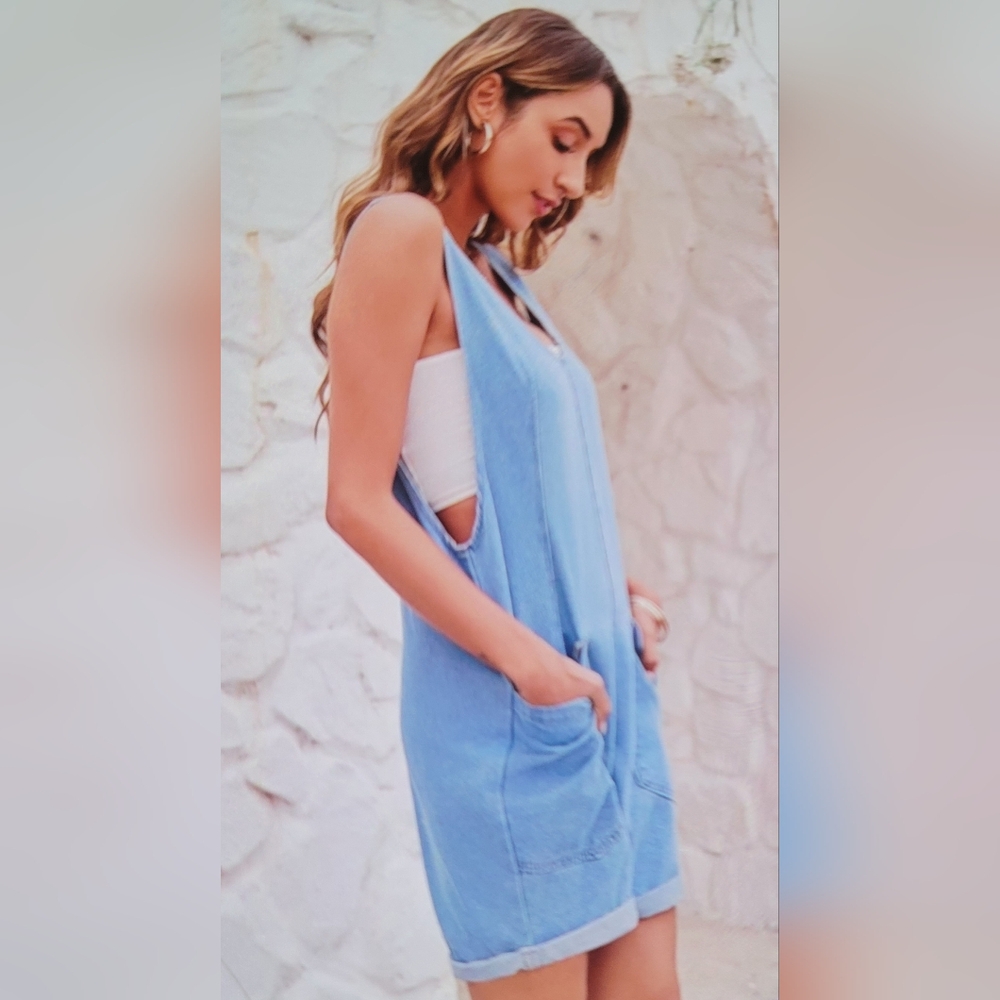 NIB WOMENS HIGH ROLLER Shortall overall shortall casual jumpsuit pockets… - Picture 5 of 10